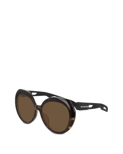 Balenciaga Brown Hybrid Round-Frame Sunglasses