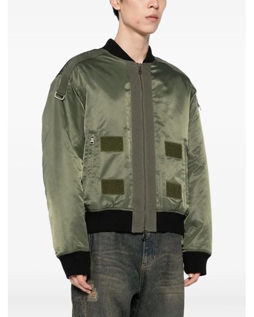 ANDERSSON BELL Green Layered Washed Bomber Jacket for men