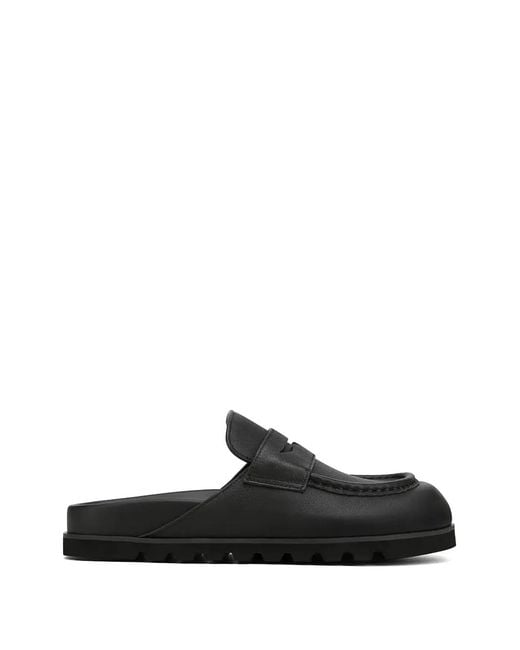 Naked Wolfe Black Cord Pebble-Embossed Penny-Strap Slides for men