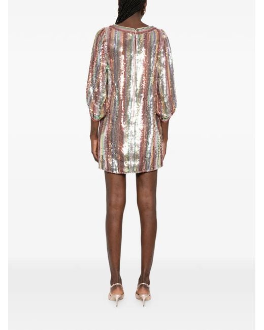 Rixo White Laurie Striped Sequinned Mini Dress