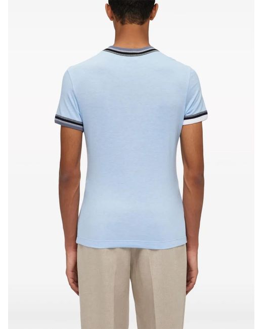 Ferragamo Blue T-shirt With Color Block Trims for men
