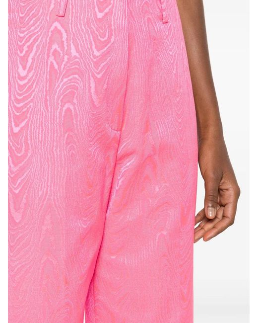 Forte_forte Pink Patterned-Jacquard Straight-Leg Jeans