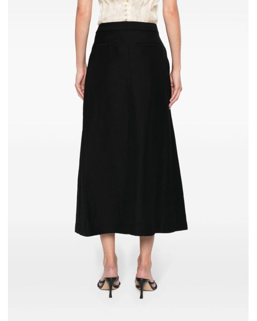 Fabiana Filippi Black Pleat-detail Twill Midi Skirt