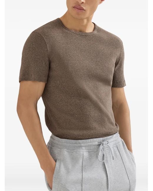 Brunello Cucinelli Gray Denim-Effect Ribbed-Cotton-Jersey Crew-Neck T-Shirt for men