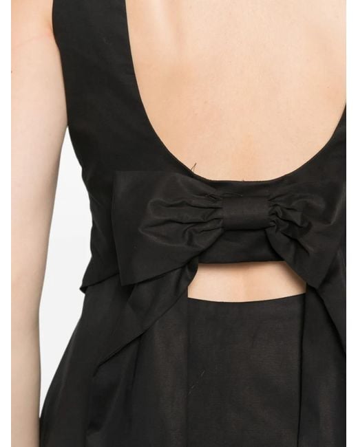 MOUTAKI Black Bow-Detail Peplum Blouse