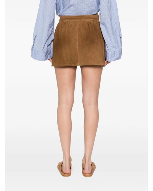 Maje Brown Short Suede Skirt