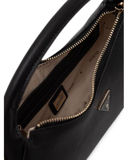 Guess Black Gilda Logo-Plaque Chain-Link Shoulder Bag