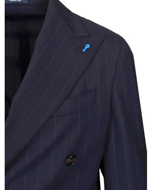 Guarinucci Blue Pinstripe Double-Breasted Suit for men