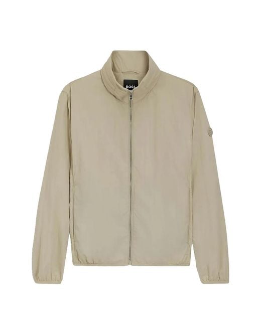 Boss Natural Zip-Up Funnel-Neck Jacket for men