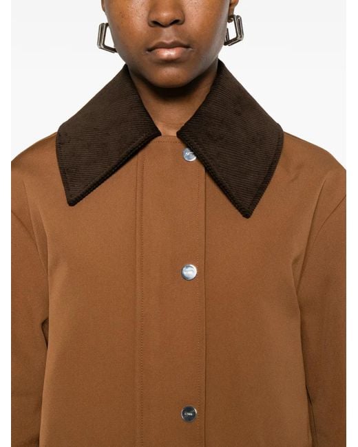 Ganni Brown Corduroy-Collar Pocket Jacket