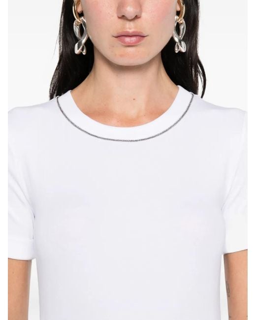 Peserico White Chain Link-Trim T-Shirt