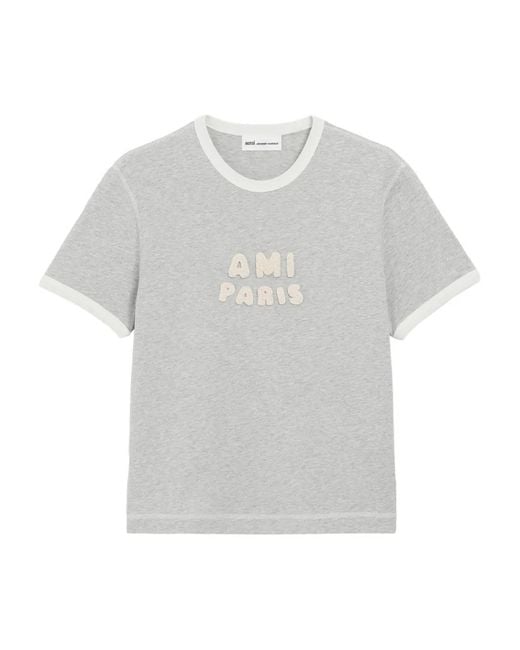 AMI Gray Short Sleeves Classic Fit Teeshirt With "Ami P