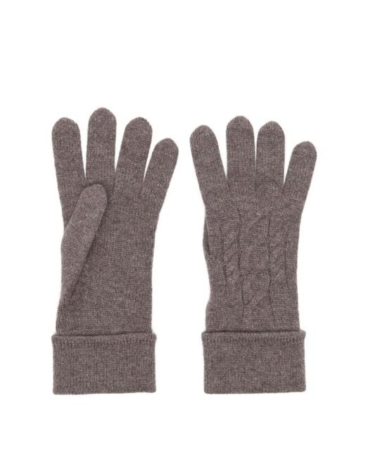 N.Peal Cashmere Brown Cable Gloves