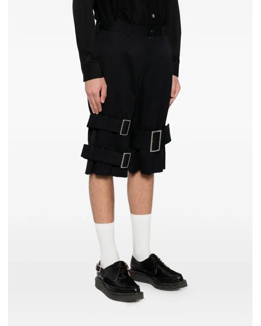 Comme des Garçons Black Buckle Strap Shorts for men