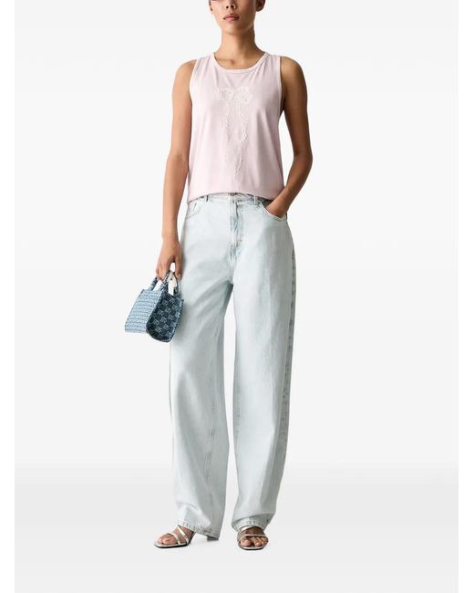 Miss Sixty Pink Bow-Patch Twist-Back Top