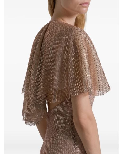 Alberta Ferretti Natural Flutter-Sleeve Maxi Dress
