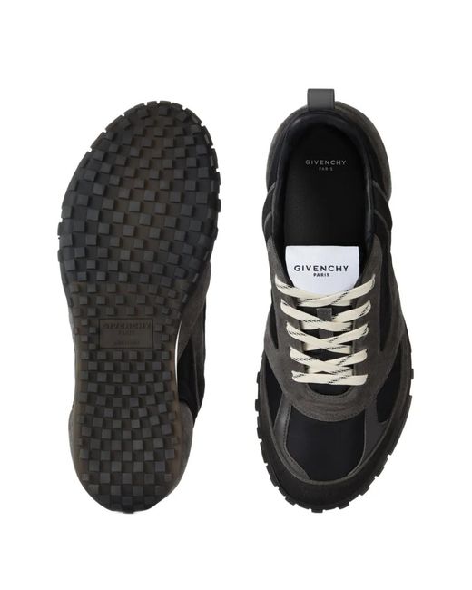 Givenchy Black Glide Suede-Panel Sneakers for men