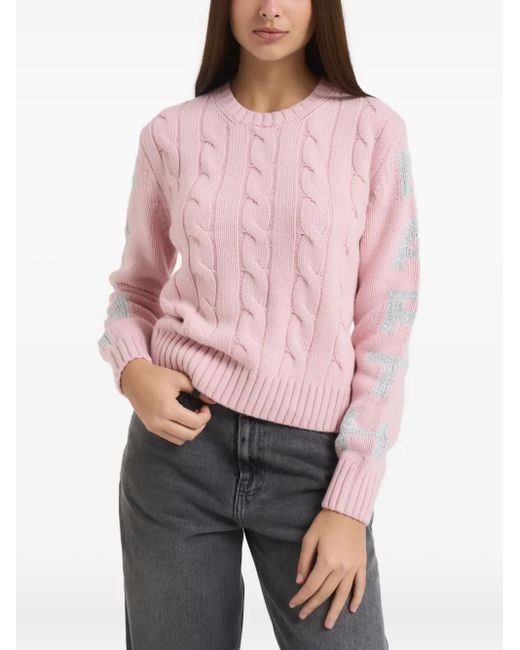 Mc2 Saint Barth Pink Cable-Knit Sweater