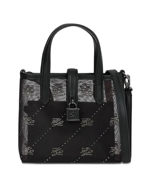 Karl Lagerfeld Black Logo-Embellished Tote Bag