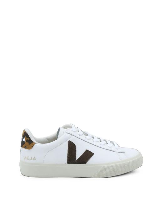 Veja White Campo Leopard-Print Sneakers