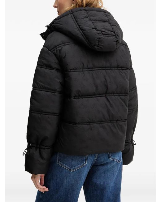 Guess Black Hooded Embossed Jacket