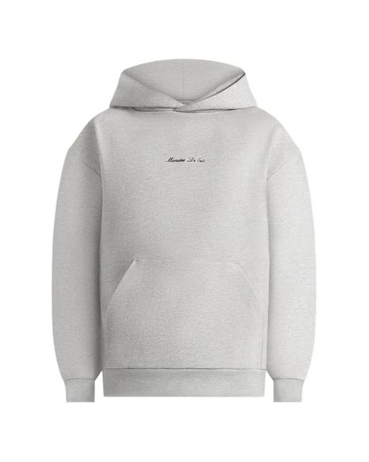 Manière De Voir Gray Ollie Logo-Embroidery Relaxed-Fit Marl Hoodie