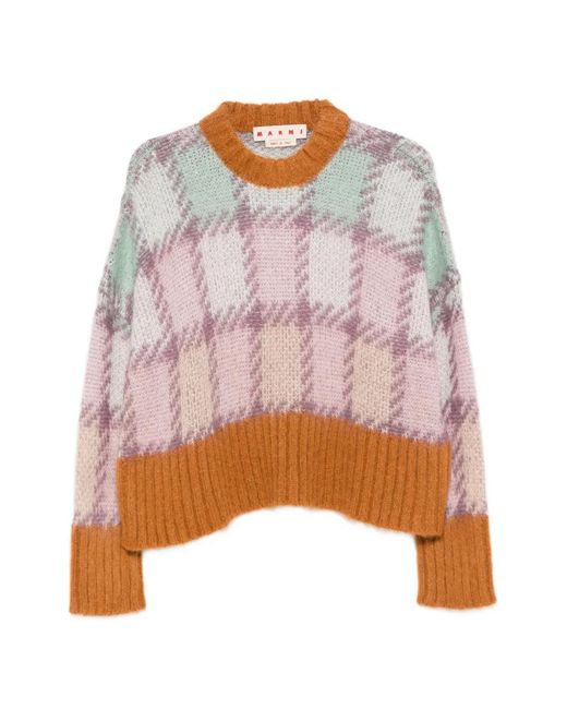 Marni Pink Checked Mohair Jumper