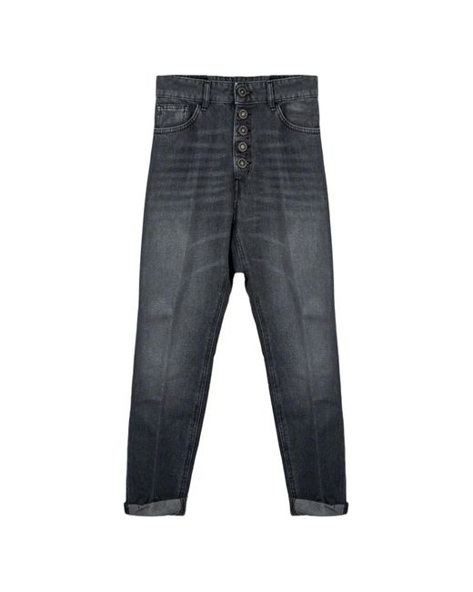 Dondup Gray Button-Embellished Jeans