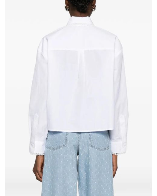 Maje White Crochet Collar Shirt