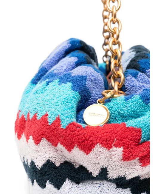 Missoni Blue Sponge Zig Zag Shoulder Bags