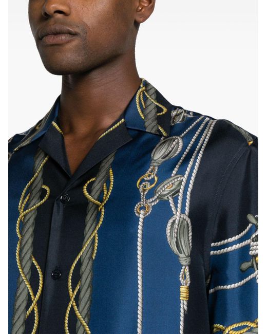 Camicia Bowling Nautical di Versace in Blue da Uomo