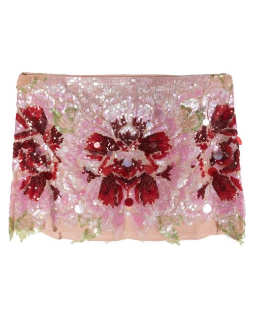 Amen Pink Sequin-Embellished Mini Skirt