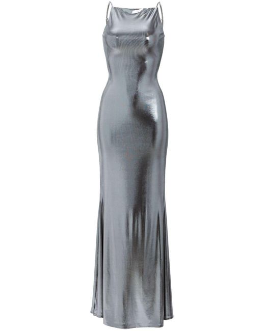 retroféte Gray Romilly Metallic Open-back Gown