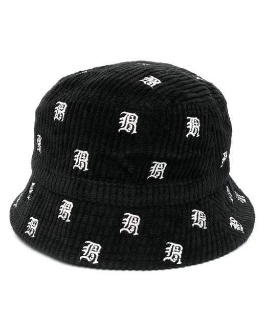 R13 Black All-Over Embroidered-Logo Bucket Hat
