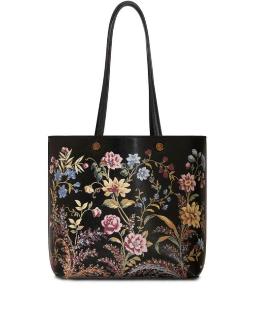 Etro Black Large Essential Floral-print Tote Bag