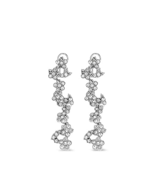 Jil Sander White Crystal-Embellishment Earrings