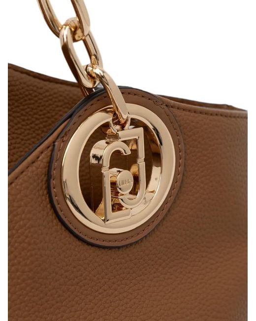 Liu Jo Brown Logo-Plaque Pebbled-Effect Tote Bag