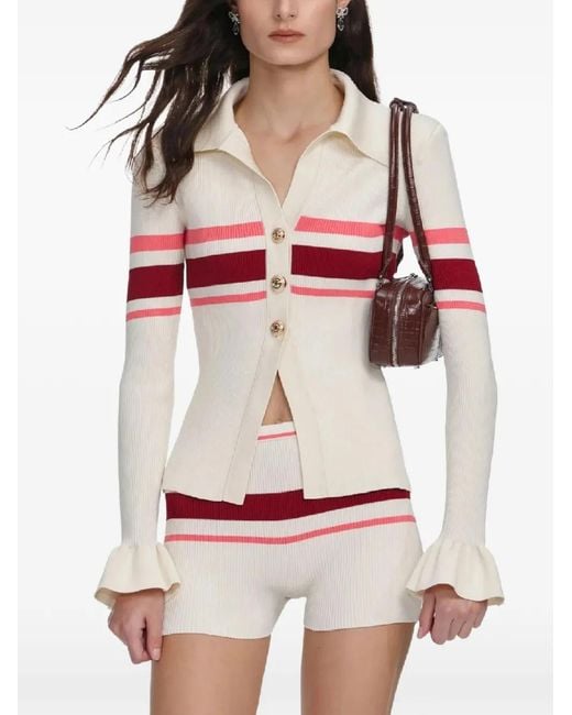 Self-Portrait Red Striped Elasticated Shorts