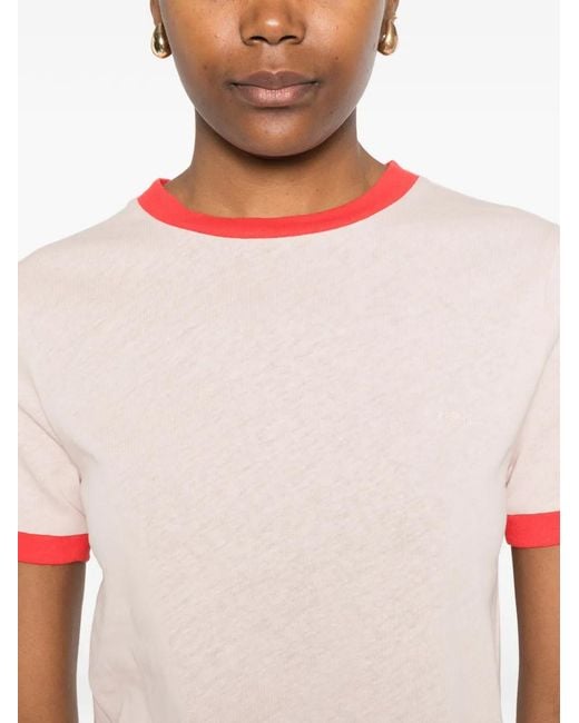 A.P.C. Pink Raya Contrast-Trim T-Shirt