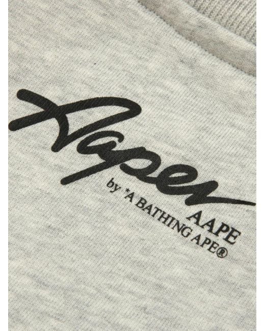 Aape By A Bathing Ape Gray Embroidered-Monkey Buttoned Cardigan for men
