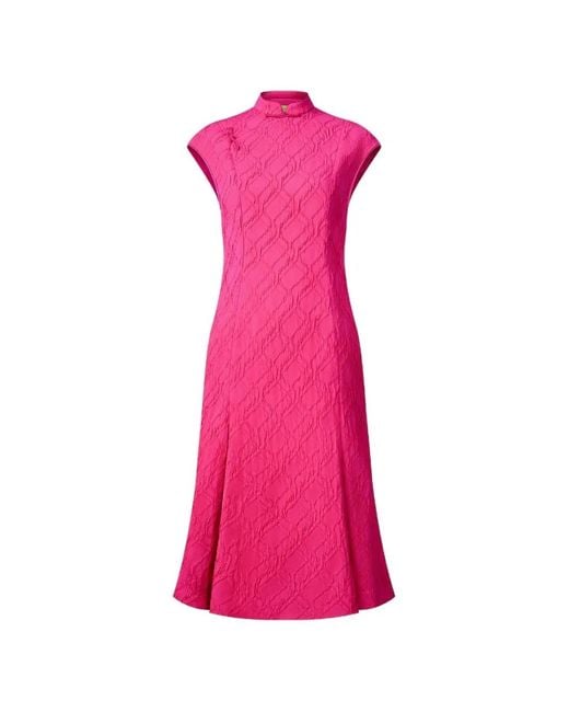 Shanghai Tang Pink Jacquard Qipao Dress