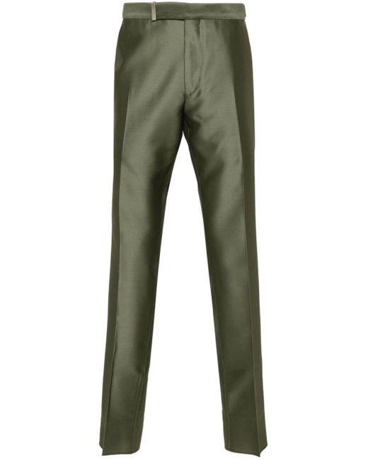 Tom Ford Green Pressed-crease Tapered Chinos for men