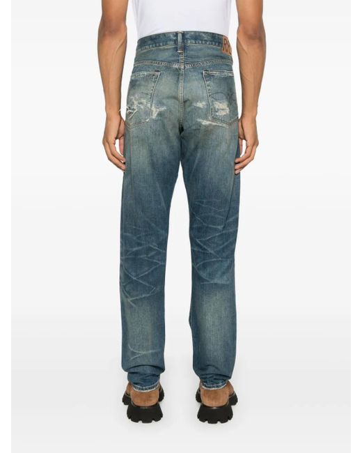 RRL Blue Distressed-Effect Jeans for men