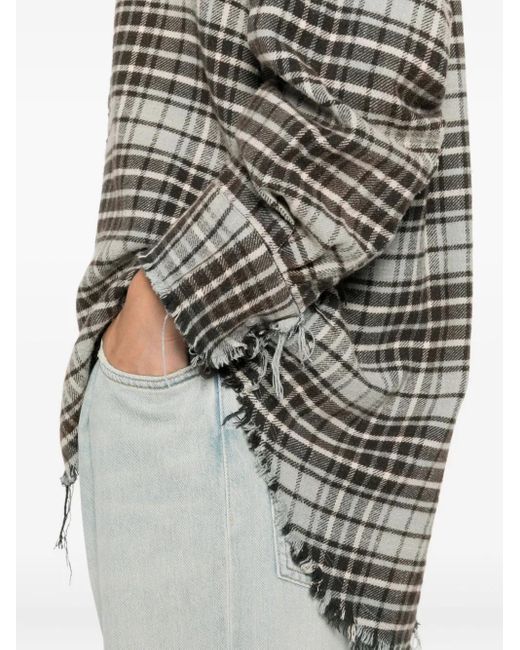 R13 フレイド チェックシャツ Gray