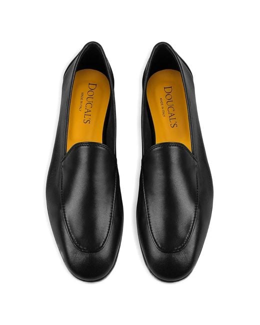 Doucal's Black Leather Loafers