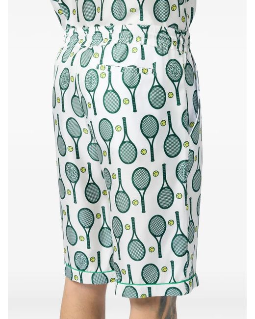 Philipp Plein Green Silk Drawstring Shorts Tennis for men