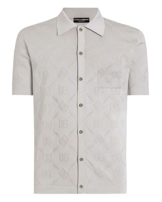 Dolce & Gabbana White Monogram-Pattern Shirt for men