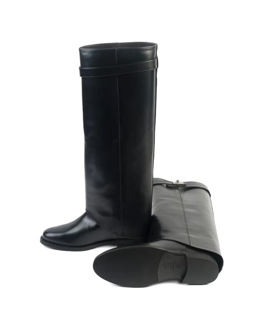 Via Roma 15 Black Santa Monica Buckle-Detail Boots