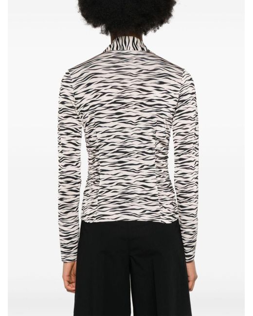 Patrizia Pepe Black Zebra-print Jersey Shirt