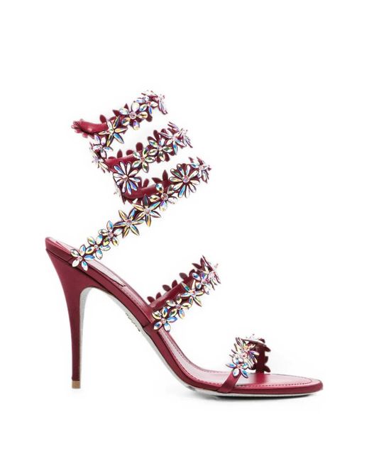 Rene Caovilla Pink Eva Crystal-Embellished Heeled Sandals